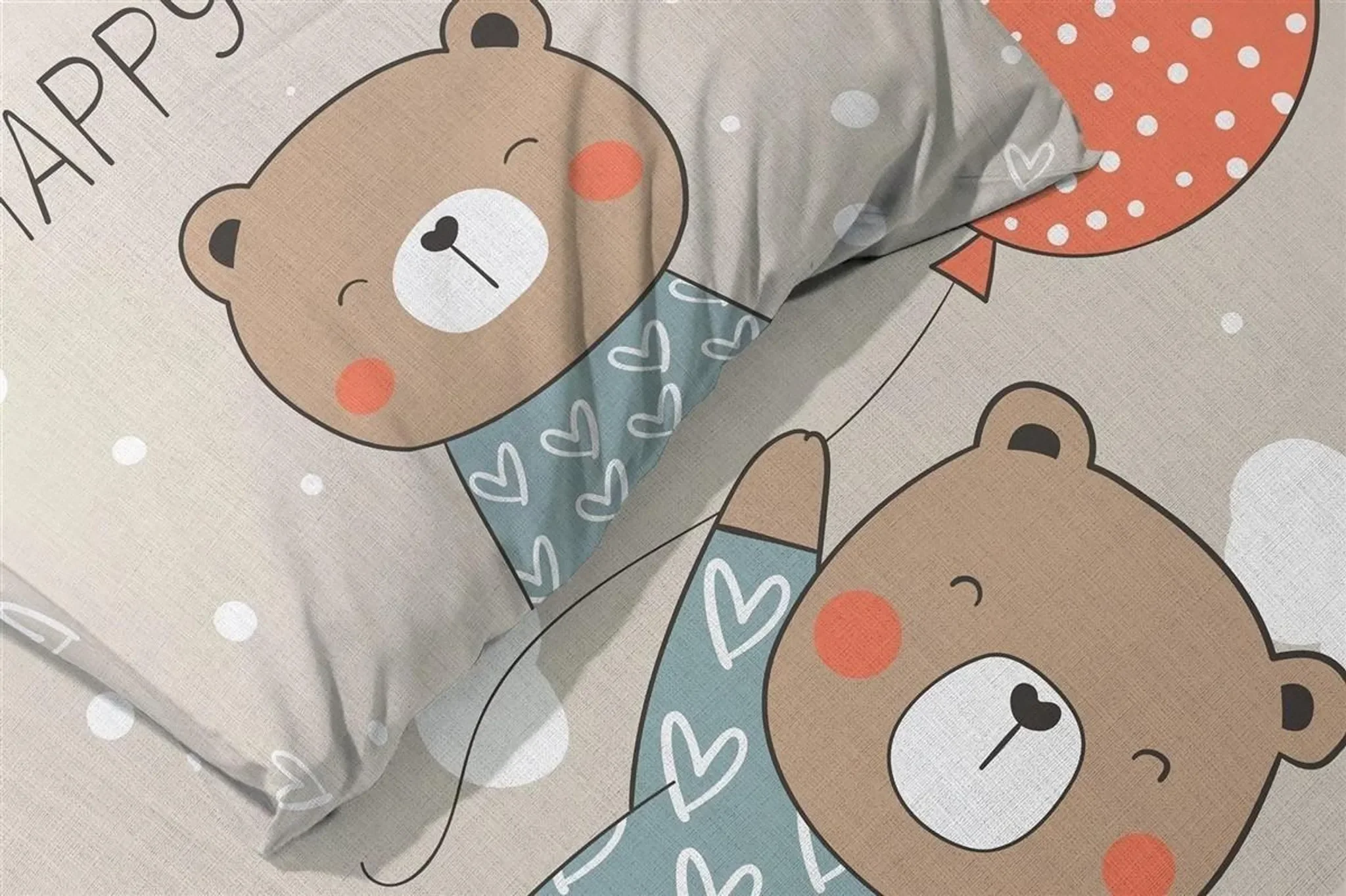 Babybettwäsche 2-teilig – 100 × 135 cm, Motiv „Happy Bear“